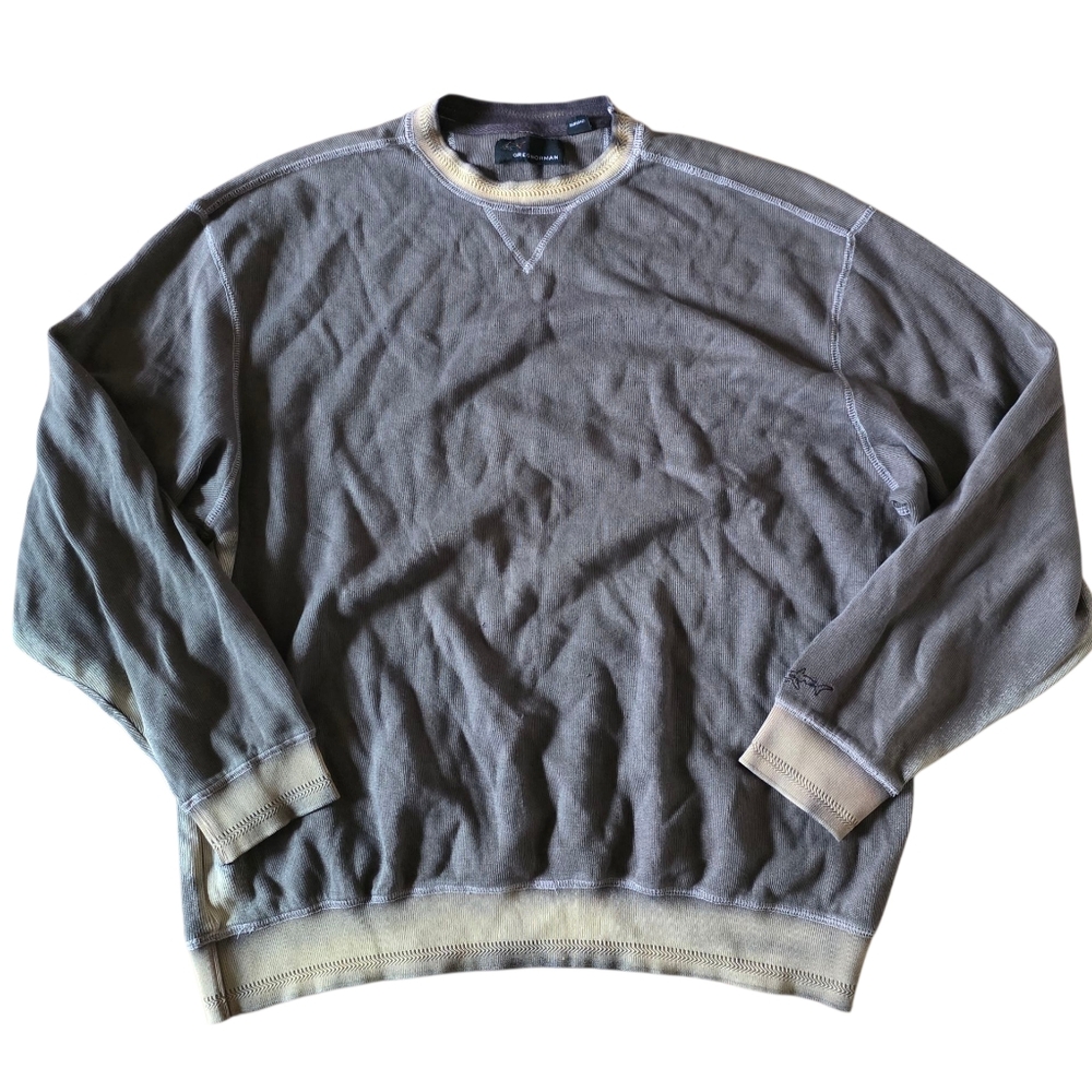 Greg Norman Acid Wash Sweatshirt Gray & Yellow Size XL